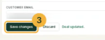 Close on the Save button in the recorded screenshot: a yellow ring drawn around it and a round badge reading 3 at its corner.